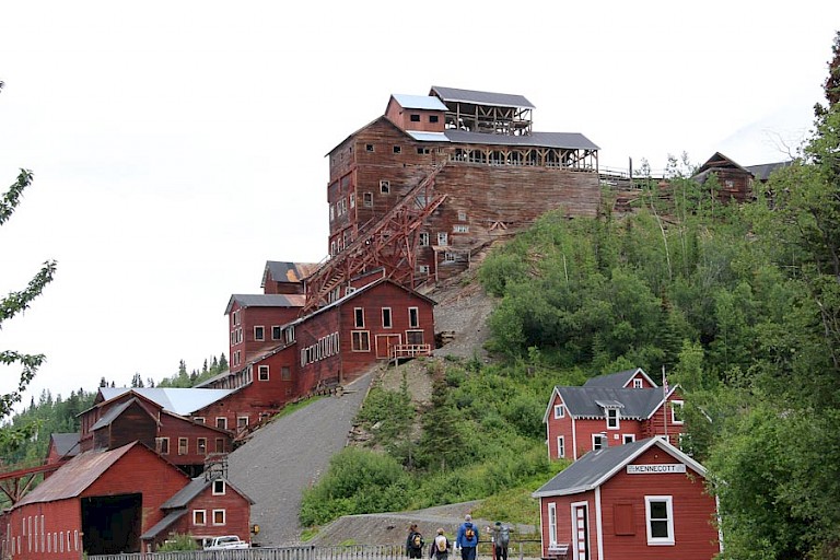 De oude gebouwen van de Kennicott mijnen.